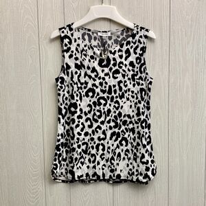 Calvin Klein Black White Leopard Sleeveless Top XS NWT